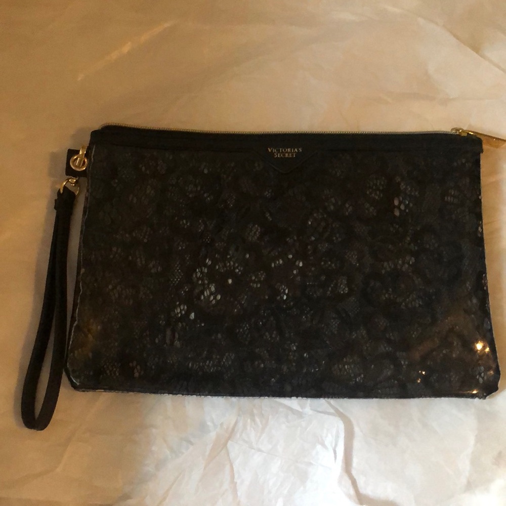 Victoria’s Secret cosmetics bag or organization bag. 11 1/4 x 8.  Black lace.